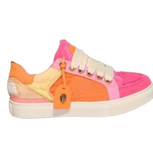 Kurt Geiger Newest  Pink, Orange & Cream Low-Top Sneakers